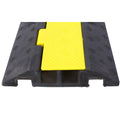 Cable Protector Ramp, 2 Channels Speed Bump Hump, Rubber Modular Speed Bump Rated 11000 Lbs Load Capacity, Protective Wire Cord Ramp Driveway Rubber Traffic Speed Bumps Cable Protector,4 Packs Black Rubber