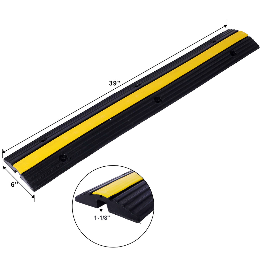Cable Protector Ramp Rubber Speed Bumps 2 Pack Of 1 Channel 6600Lbs Load Capacity With 12 Bolts Spike For Asphalt Concrete Gravel Driveway 1 Channel, 3 Pack Black Rubber