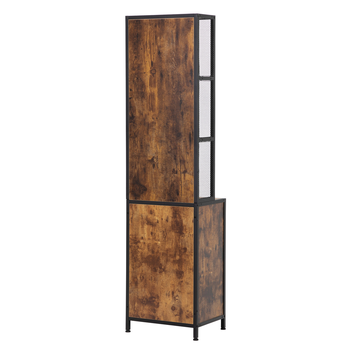 Salon Station For Hair Stylist, Barber Equipment With Drawer, Cabinet And Shelves, Vintage Brown Brown Mdf