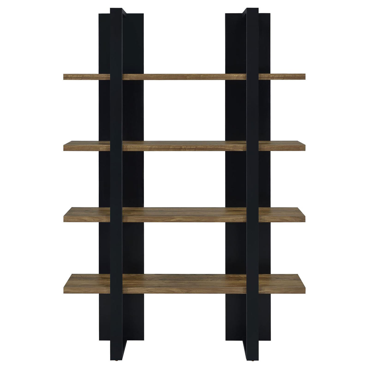 Mystrene Black And Walnut 4 Shelf Bookcase 4 Black Etagere Vertical Primary Living Space Open Back Wood Contemporary,Modern Wood