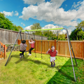 Xns081 Lime Green Interesting Swingset With Plastic Safe Swing Set 440Lbs For Outdoor Playground For Age 3 With Face To Face Without Tee Lime Green Steel