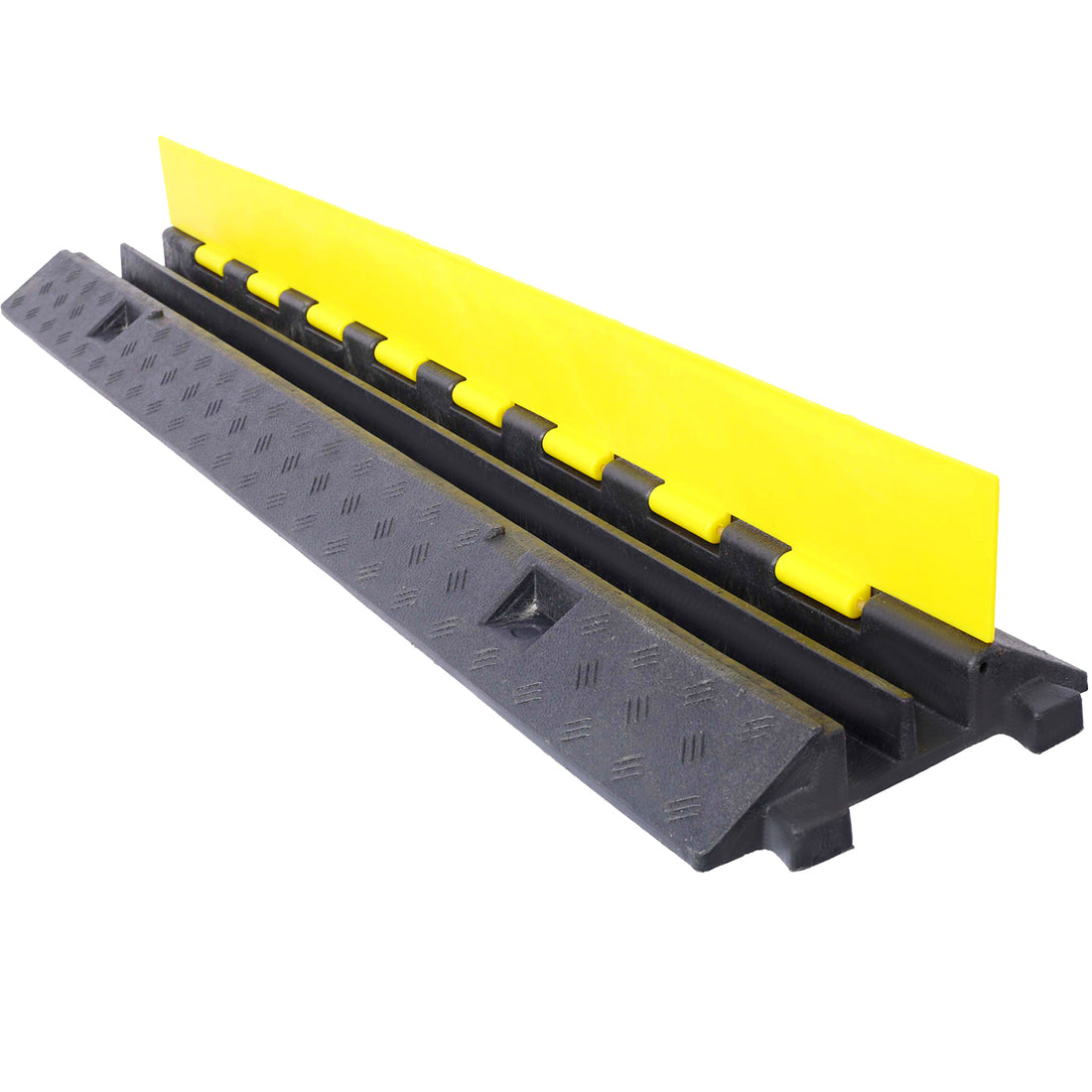 Cable Protector Ramp, 2 Channels Speed Bump Hump, Rubber Modular Speed Bump Rated 11000 Lbs Load Capacity, Protective Wire Cord Ramp Driveway Rubber Traffic Speed Bumps Cable Protector,5 Packs Black Rubber
