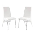 Set Of 2 Paddedside Chairs In White And Chrome Solid White Dining Room Side Chair Faux Leather