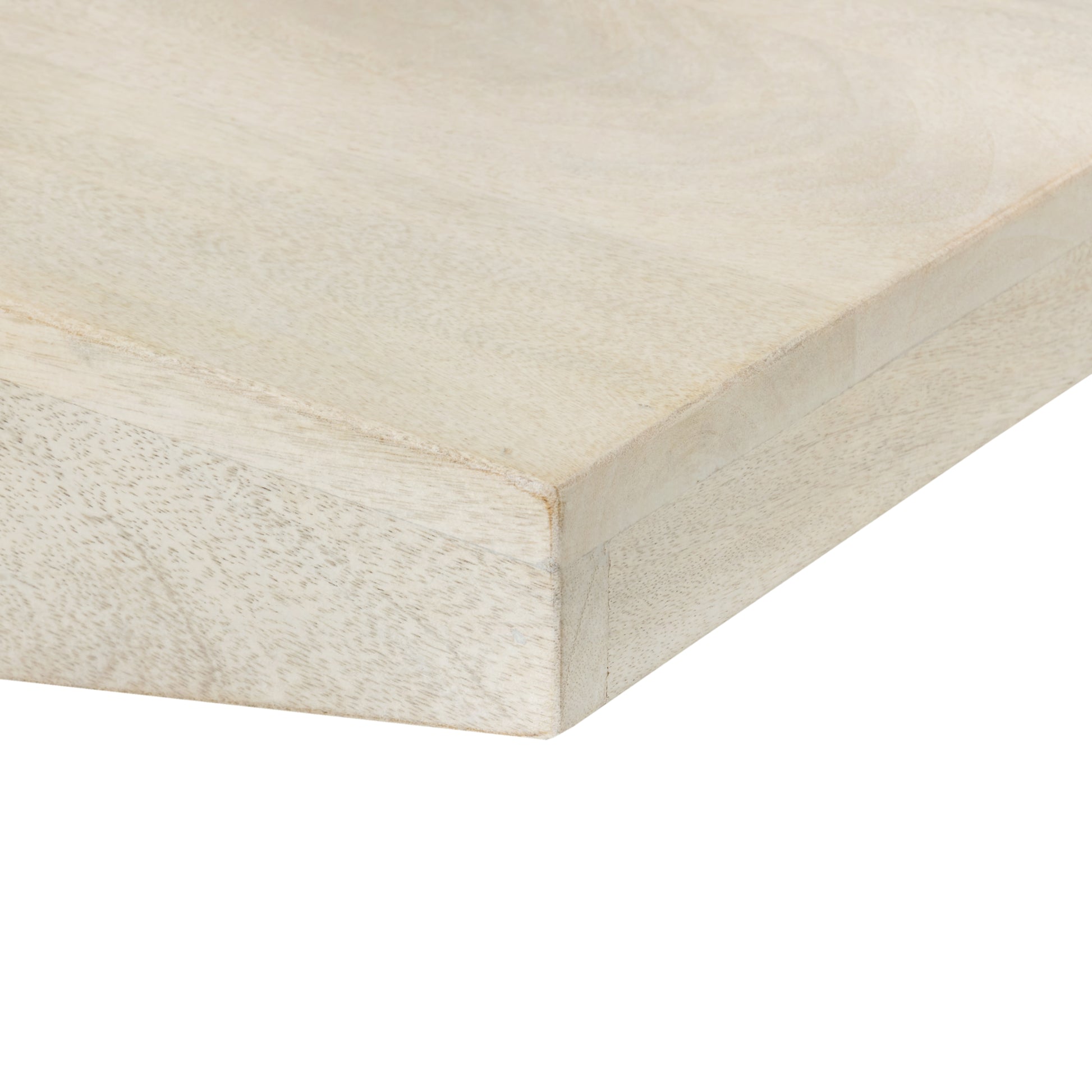 Modern White Washed Solid Wood Coffee Table White Washed White Primary Living Space Luxury Mango Polished Solid Wood Sled