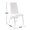 Set Of 2 Paddedside Chairs In White And Chrome Solid White Dining Room Side Chair Faux Leather
