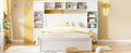 Queen Size Wooden Bed With All In One Cabinet, Shelf And Sockets,Twin Xl Trundle,White Queen White Solid Wood