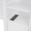 Queen Size Wooden Bed With All In One Cabinet, Shelf And Sockets,Twin Xl Trundle,White Queen White Solid Wood