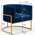 Upholstered Velvet Accent Chair With Golden Metal Stand,Mid Century Living Room Leisure Chair With Curve Backrest Navy Navy Primary Living Space Modern Foam Velvet