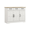Farmhouse Buffet Cabinet Storage Sideboard With 3 Drawers And 3 Doors For Dining Living Room Kitchen Cupboard White White Mdf