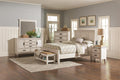 Antique White Bench Ivory White Bedroom Brown Farmhouse,Rustic Rubberwood Shelves Foam Wood