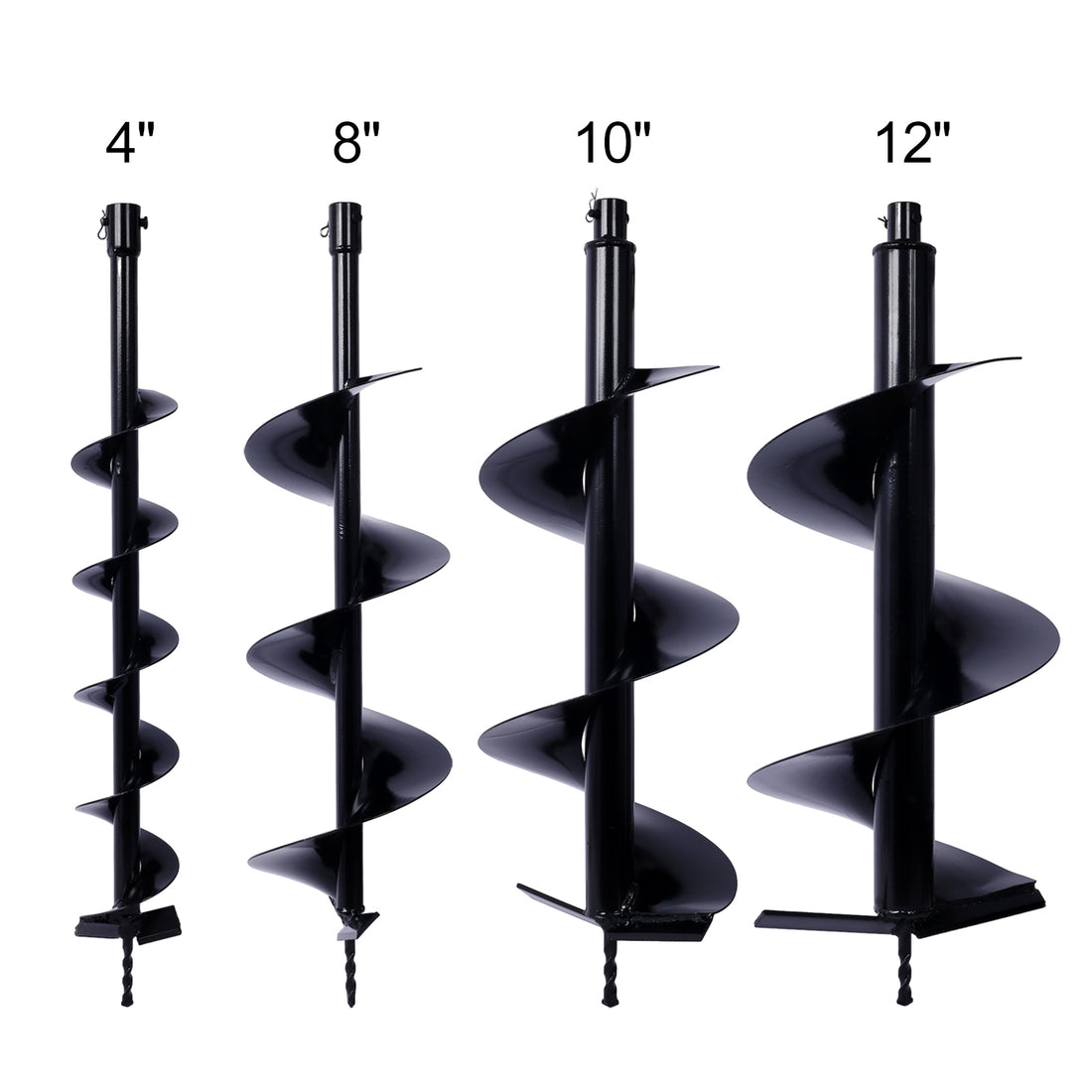 Auger Drill Bit For Planting Hole, Bulb Bedding Digging Post Hole Planting Tool For 3 4" Shaft Auger,Hole Digger Replacement Auger Bits Earth Auger Digging Bit 4In 8In 10In 12In Black Steel