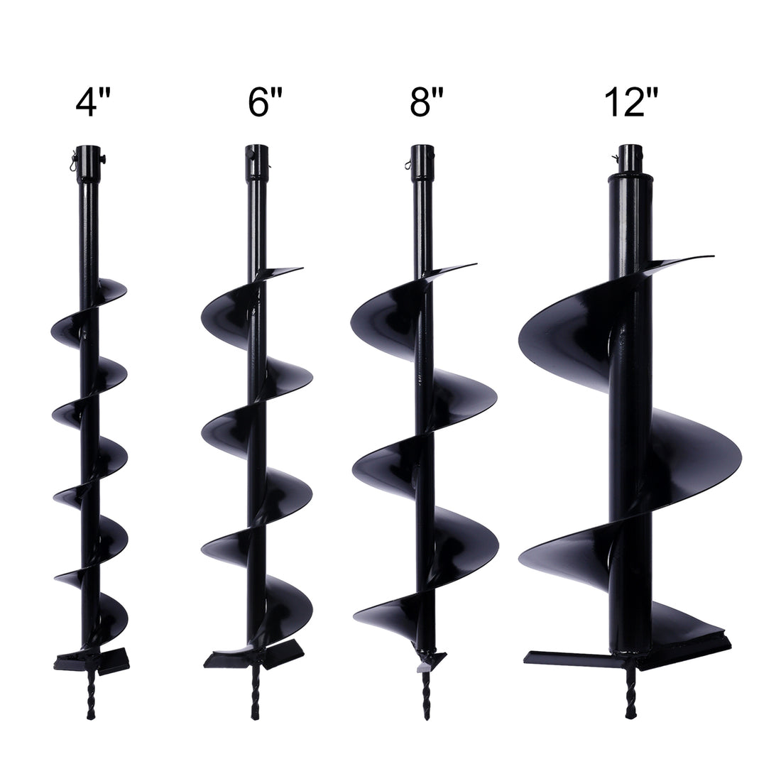 Auger Drill Bit For Planting Hole, Bulb Bedding Digging Post Hole Planting Tool For 3 4" Shaft Auger,Hole Digger Replacement Auger Bits Earth Auger Digging Bit 4 4In 6In 8In 12In Black Steel
