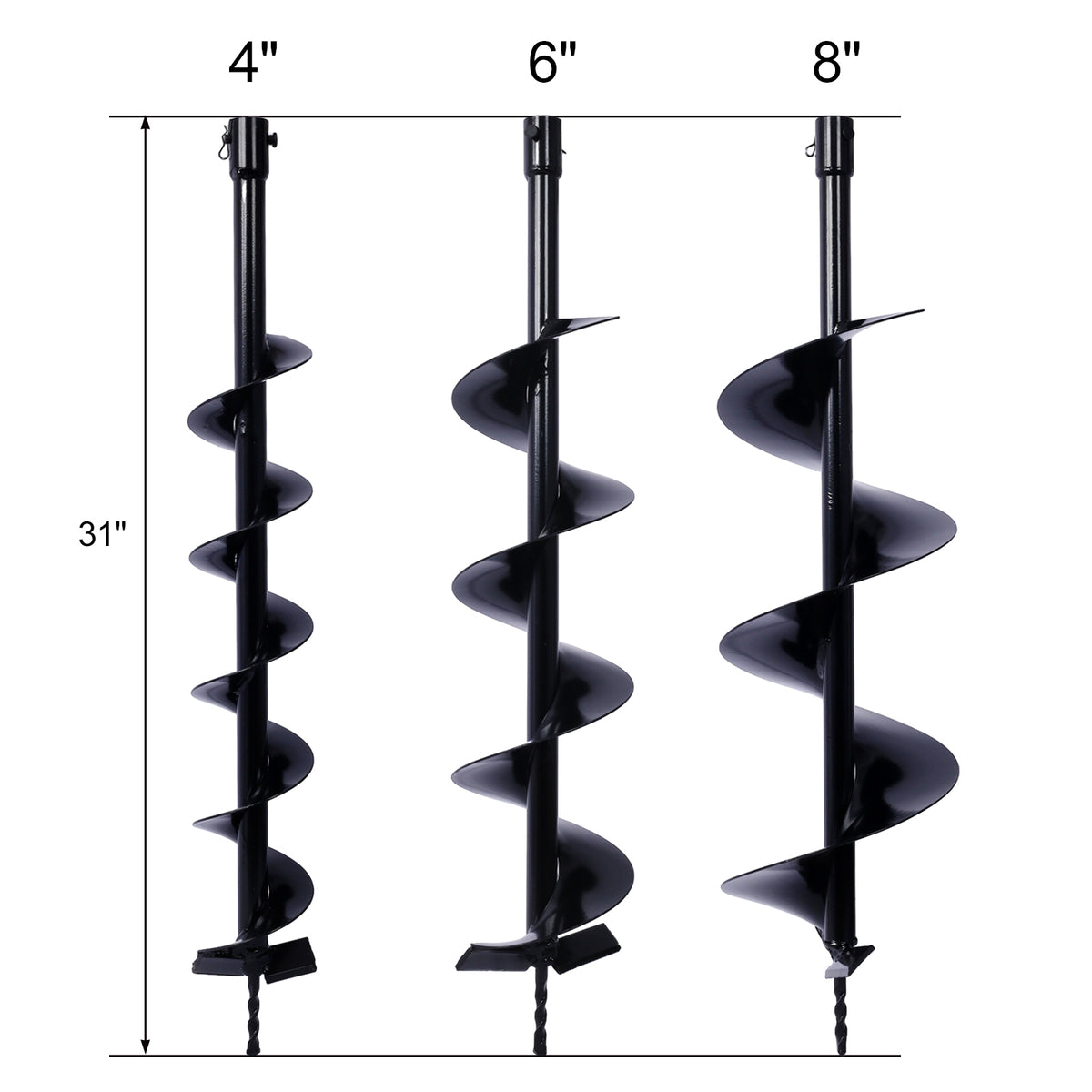 Auger Drill Bit For Planting Hole, Bulb Bedding Digging Post Hole Planting Tool For 3 4" Shaft Auger,Hole Digger Replacement Auger Bits Earth Auger Digging Bit 4In 6In 8In Black Steel