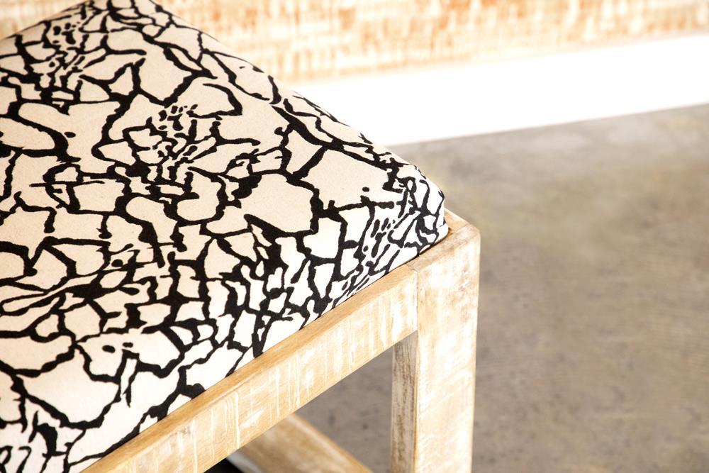 Black And White Sled Leg Accent Bench White Wood Primary Living Space Backless Black Farmhouse,Rustic Armless Foam Wood Fabric