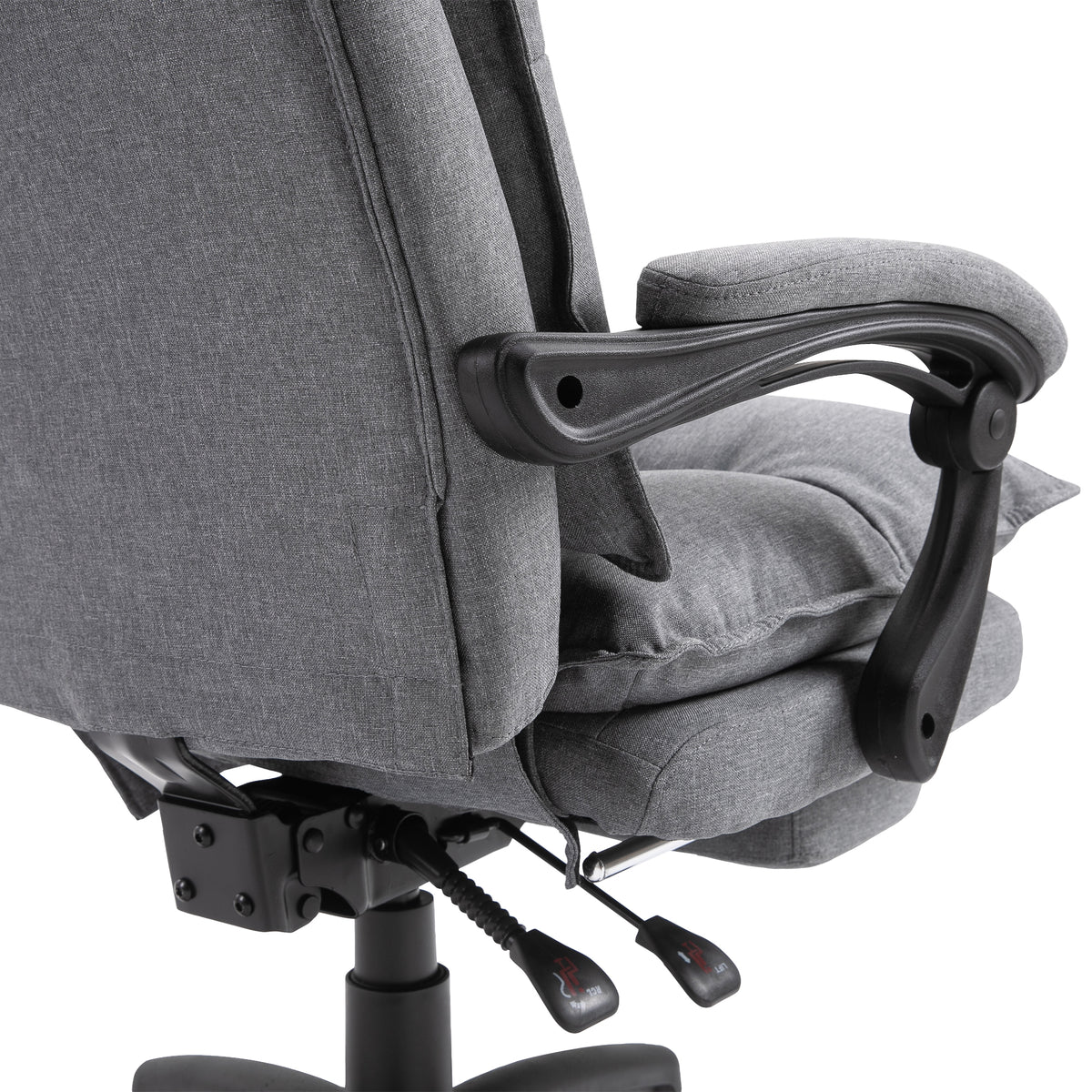 Vinsetto 360 Swivel Executive Home Office Chair Adjustable Height Linen Style Fabric Recliner With Retractable Footrest And Double Padding, Grey Gray Fabric