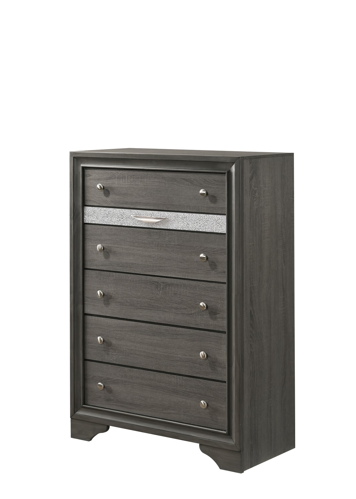 Traditional Style King 5 Piece Storage Bedroom Set Made With Wood In Gray Box Spring Not Required King Grey Wood 5 Piece Set Bedroom Bed Included,Chest Included,Dresser Included,Mirror