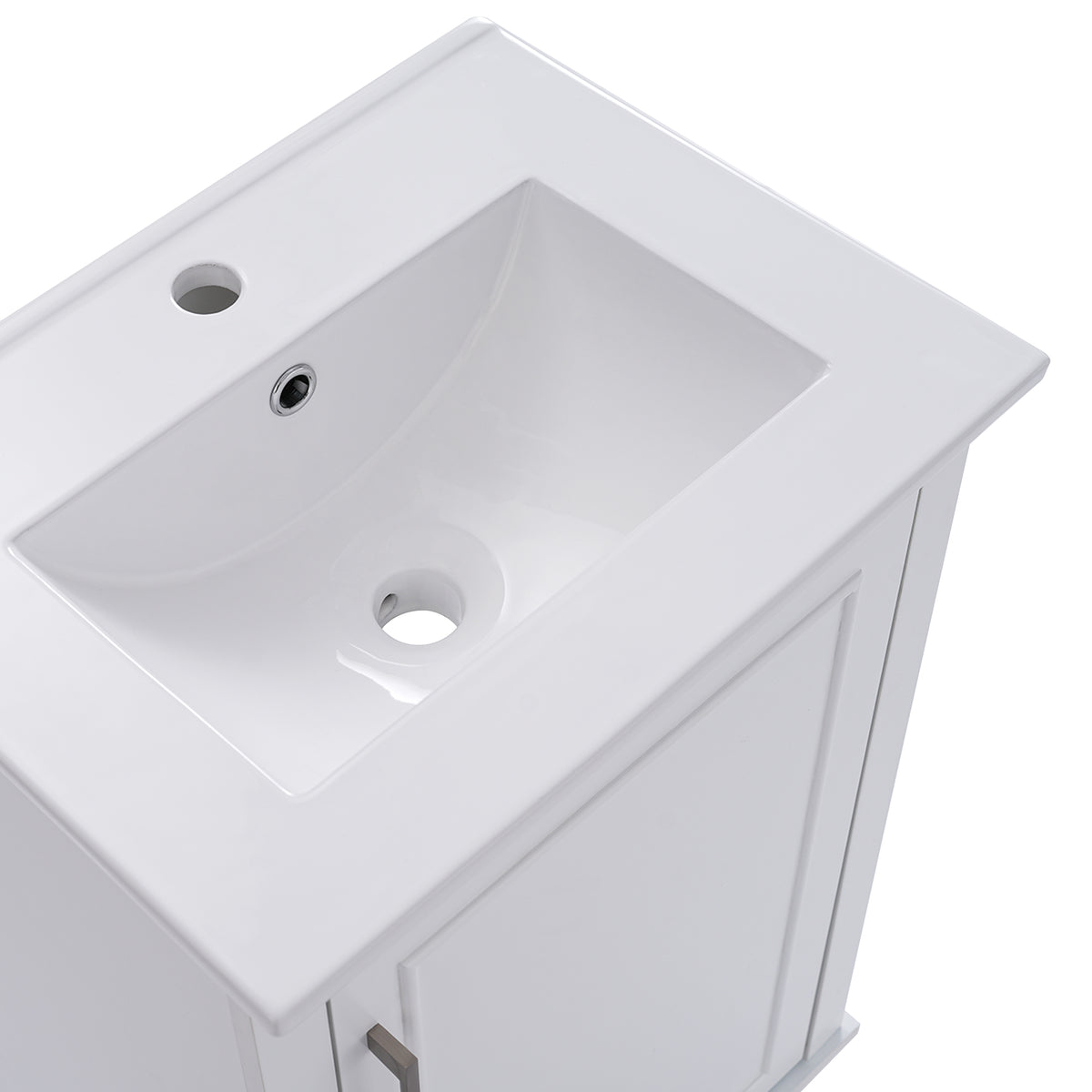 Viedo 20 Inch Modern Small Bathroom Vanity Cabinet With Ceramic Basin 20*15.5*33.3 Inches,Ample Storage,1 Soft Close Door White Solid Wood Mdf