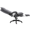 Vinsetto 360 Swivel Executive Home Office Chair Adjustable Height Linen Style Fabric Recliner With Retractable Footrest And Double Padding, Grey Gray Fabric
