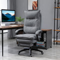 Vinsetto 360 Swivel Executive Home Office Chair Adjustable Height Linen Style Fabric Recliner With Retractable Footrest And Double Padding, Grey Gray Fabric