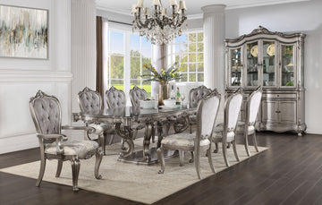 Ariadne Dining Table, Antique Plantinum Finish Dn02281 Light Gray Plywood