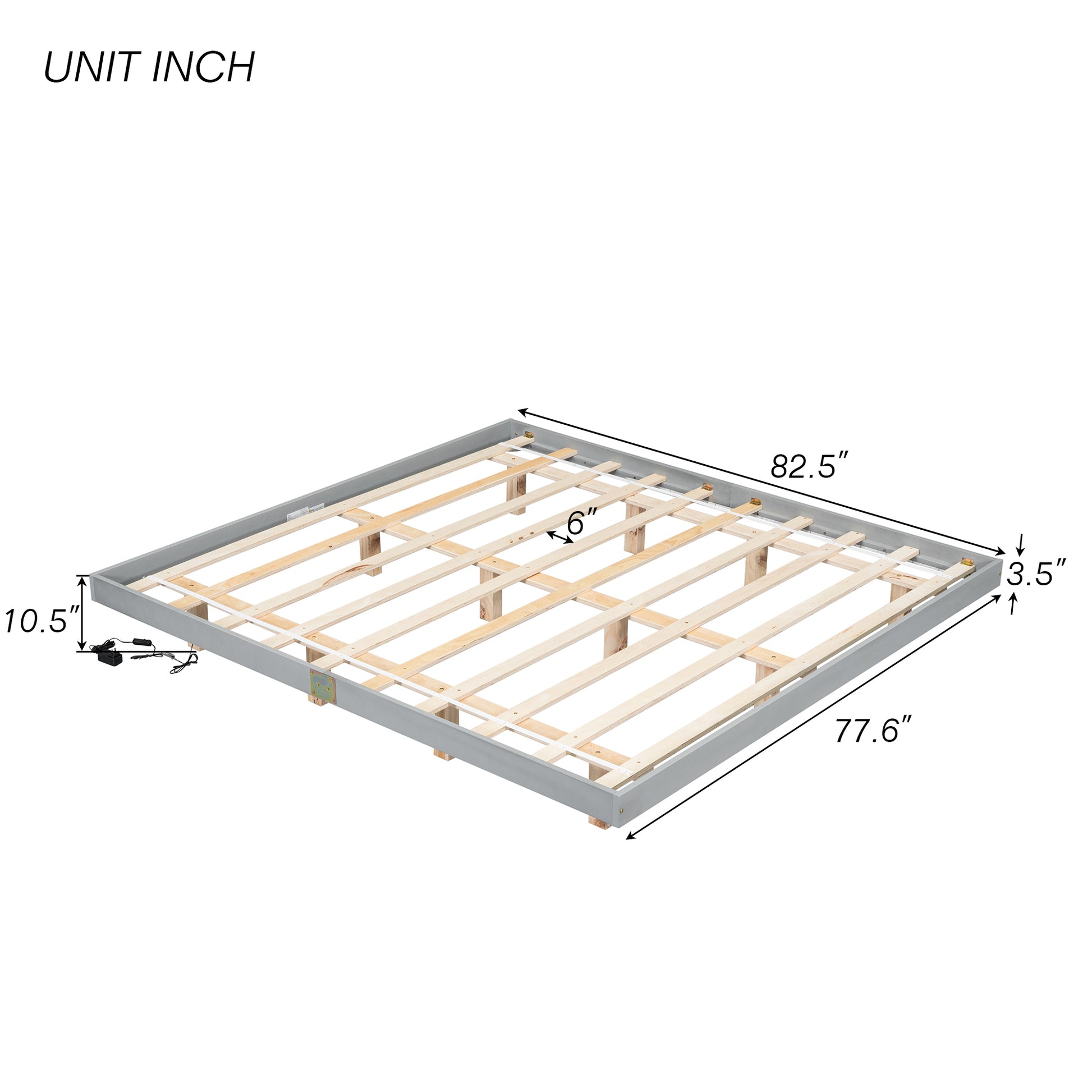 King Size Floating Bed With Led Lights Underneath,Modern King Size Low Profile Platform Bed With Led Lights,Grey King Grey Wood Bedroom American Design Pine Bed Frame Pine