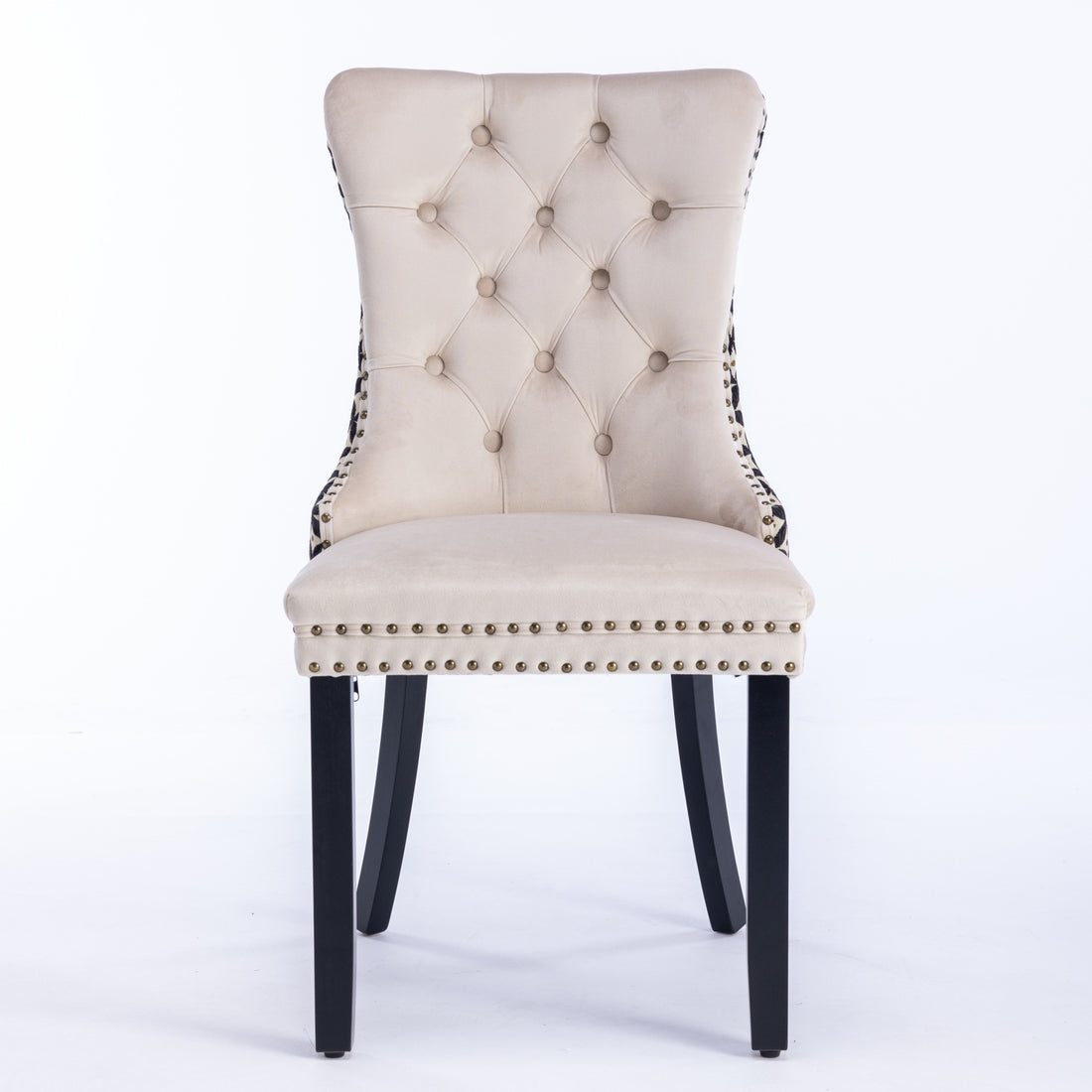 Classic Velvet Dining Chairs, High End Tufted Solid Wood Contemporary Velvet Upholstered Dining Chair With Wood Legs Nailhead, Set Of 2,Beige And Patterned,Sw2201Bg Beige Dining Room American Design Rubberwood Set Of 2 Foam Velvet