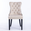 Classic Velvet Dining Chairs, High End Tufted Solid Wood Contemporary Velvet Upholstered Dining Chair With Wood Legs Nailhead, Set Of 2,Beige And Patterned,Sw2201Bg Beige Dining Room American Design Rubberwood Set Of 2 Foam Velvet
