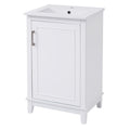 Viedo 20 Inch Modern Small Bathroom Vanity Cabinet With Ceramic Basin 20*15.5*33.3 Inches,Ample Storage,1 Soft Close Door White Solid Wood Mdf
