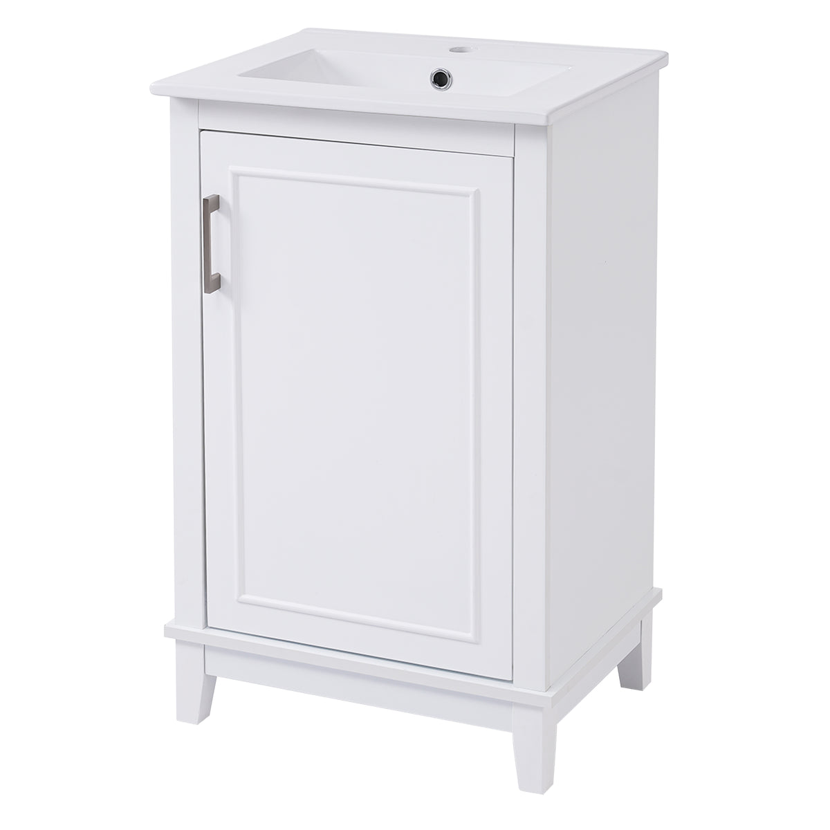 Viedo 20 Inch Modern Small Bathroom Vanity Cabinet With Ceramic Basin 20*15.5*33.3 Inches,Ample Storage,1 Soft Close Door White Solid Wood Mdf