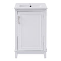 Viedo 20 Inch Modern Small Bathroom Vanity Cabinet With Ceramic Basin 20*15.5*33.3 Inches,Ample Storage,1 Soft Close Door White Solid Wood Mdf