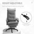 Vinsetto 360 Swivel Executive Home Office Chair Adjustable Height Linen Style Fabric Recliner With Retractable Footrest And Double Padding, Grey Gray Fabric