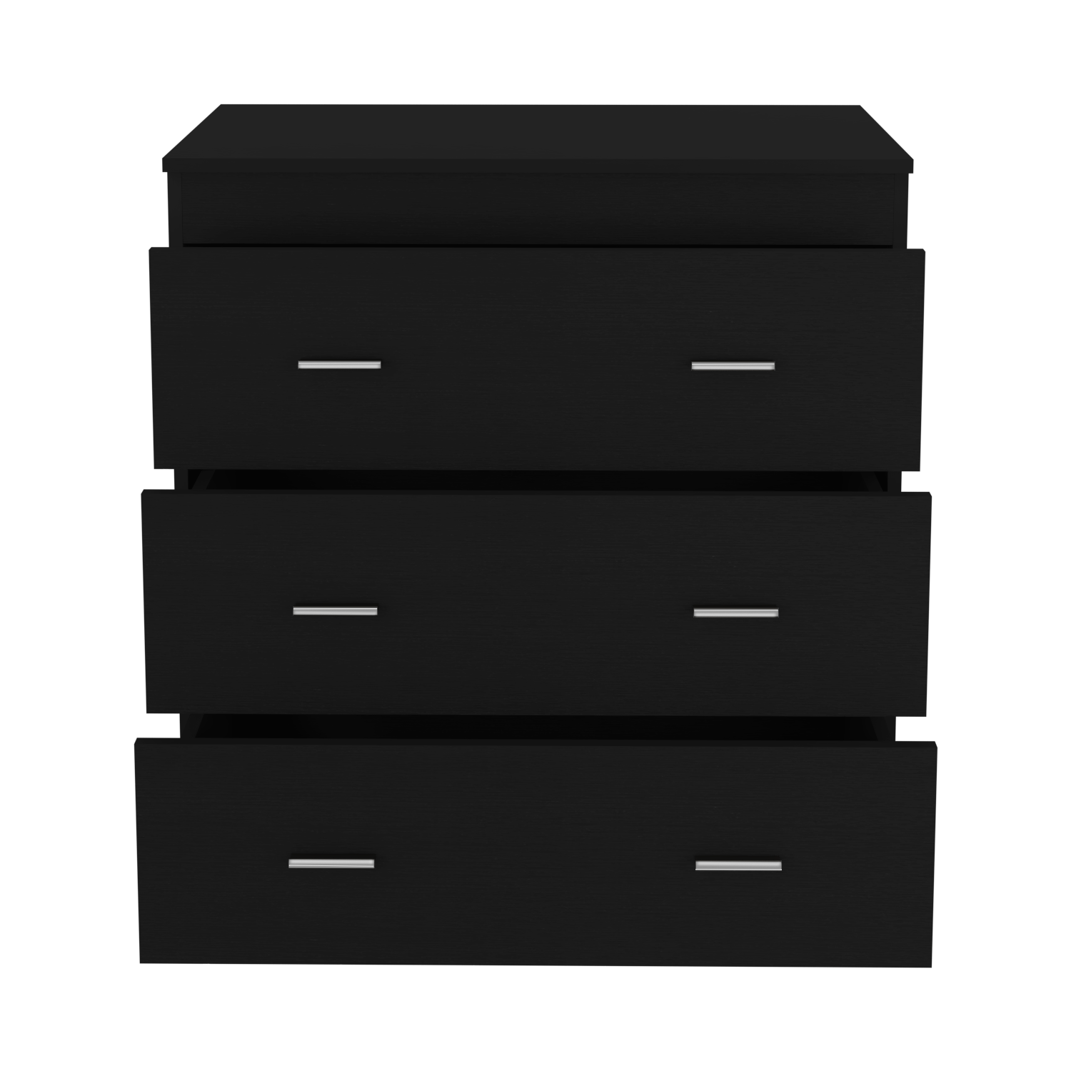 Dresser 33"H, Three Drawer, Superior Top, Metal Handles, White Black Pine Particle Board Engineered Wood