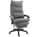 Vinsetto 360 Swivel Executive Home Office Chair Adjustable Height Linen Style Fabric Recliner With Retractable Footrest And Double Padding, Grey Gray Fabric