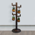 52 Inch Tall Plant Stand With 4 Hanging Pots, Antique Bronze, Gold, Black Antique Brass Black Iron