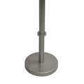 Ara 12 Inch Side End Table, Vintage Sleek Pillar Base, Round Tray Top, Matte Nickel Finish Antique Silver Iron