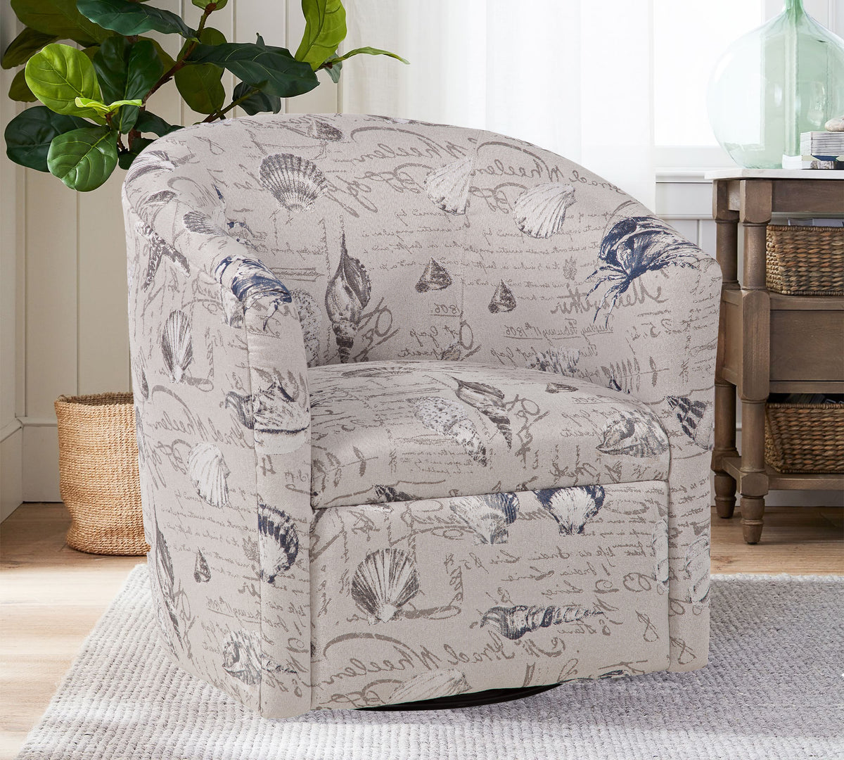 Boardwalk Swivel Accent Chair Gray Beach,Coastal Foam Polyester