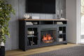 Essex 74 Inch Fireplace Tv Stand Console For Tvs Up To 85 Inches, Minimal Assembly, Black And Whiskey Finish Up To 40 Electric No Black 400 Vent Free Primary Living Space Coastal,Farmhouse Poplar Yes Insert Wood Electric