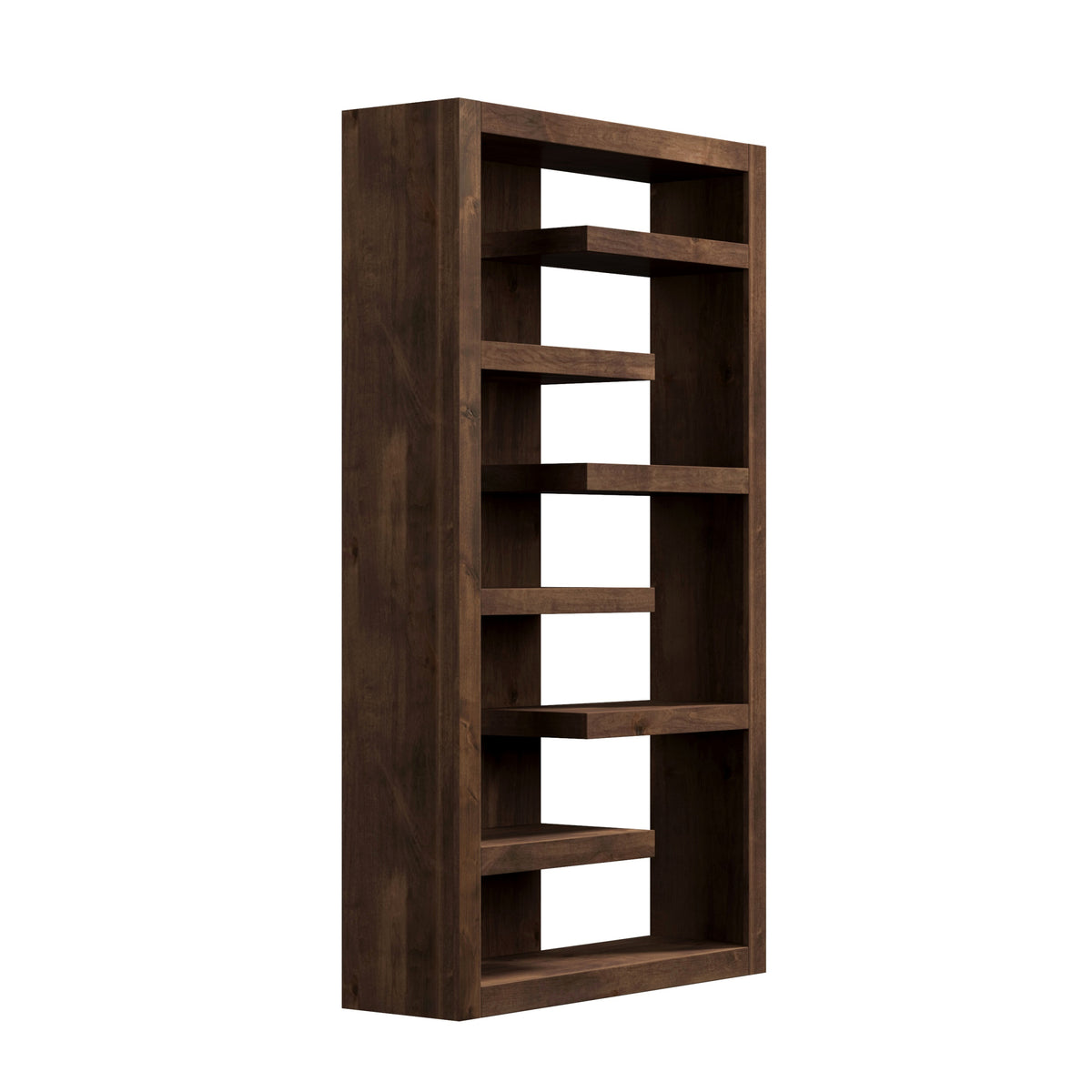 Sausalito 72 Inch High 6 Shelf Bookcase, No Assembly Required, Whiskey Finish 6 Brown Brown Standard Horizontal Office Open Back Wood Modern,Rustic Alder Wood