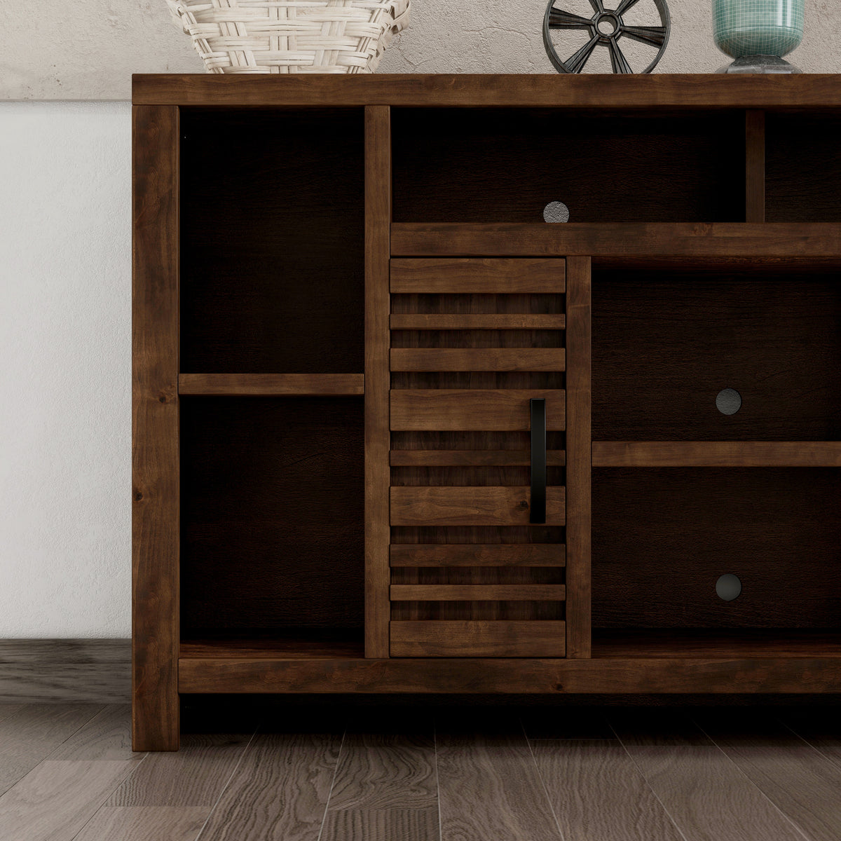 Sausalito 64 Inch Tv Stand Console For Tvs Up To 70 Inches, No Assembly Required, Whiskey Finish Brown Brown Primary Living Space 70 Inches 70 79 Inches Lodge,Rustic,Transitional Alder 70 Inches Wood