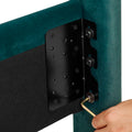 Queen Size Green Velvet Tufted Upholstered Platform Bed Box Spring Required Queen Green Wood Bedroom Contemporary,Modern,Transitional Bed Frame Foam Velvet Polyester