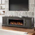 Topanga 83 Inch Electric Fireplace Tv Console For Tvs Up To 95 Inches, Minimal Assembly, C Finish 41 50 Electric No Black 400 Vent Free Primary Living Space Coastal,Rustic,Transitional Oak Yes Insert Wood Electric