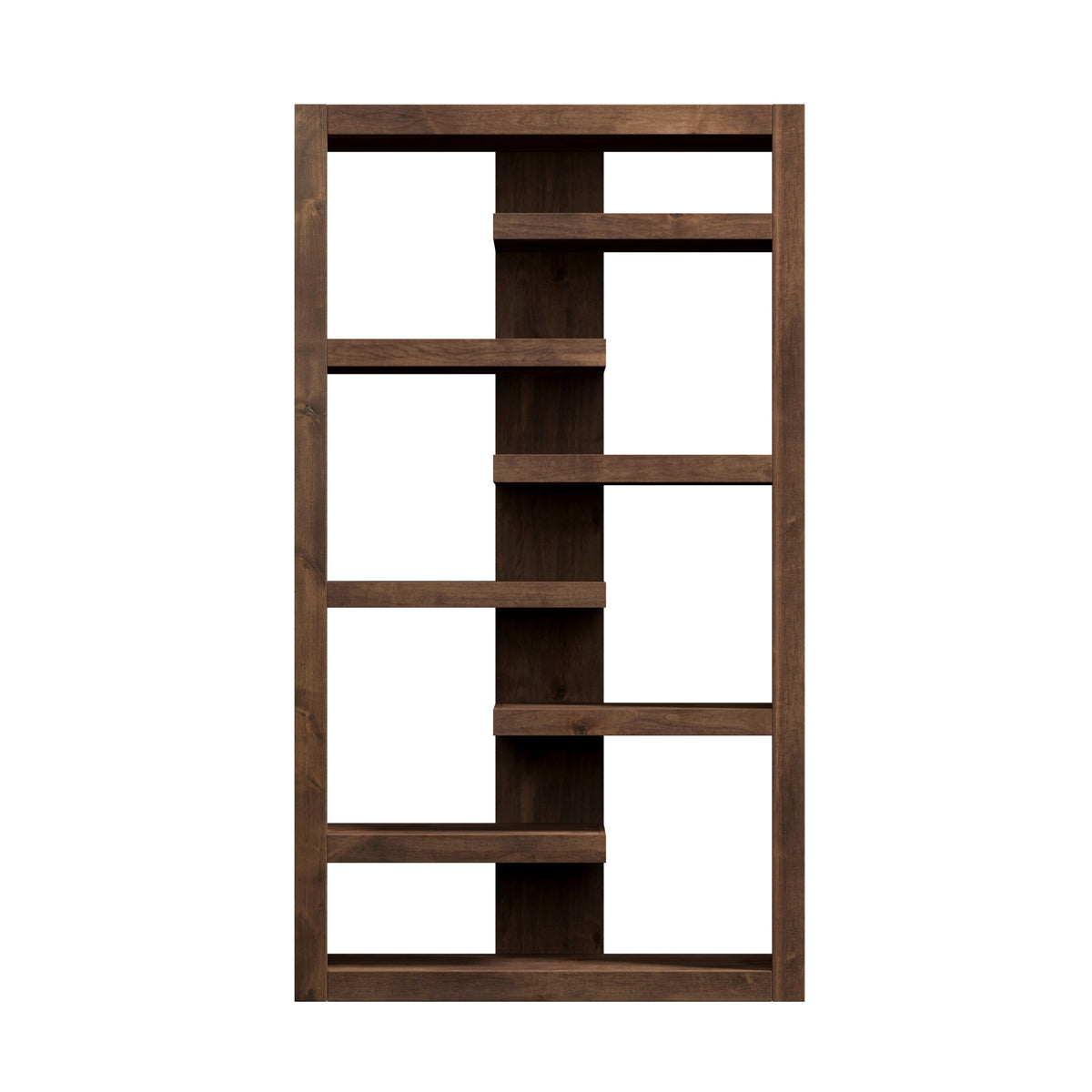 Sausalito 72 Inch High 6 Shelf Bookcase, No Assembly Required, Whiskey Finish 6 Brown Brown Standard Horizontal Office Open Back Wood Modern,Rustic Alder Wood