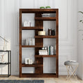 Sausalito 72 Inch High 6 Shelf Bookcase, No Assembly Required, Whiskey Finish 6 Brown Brown Standard Horizontal Office Open Back Wood Modern,Rustic Alder Wood