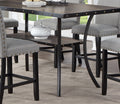 Modern Classic Dining Room Furniture Natural Wooden Dining Table 6X High Chairs Gray Fabric Nail Heads Trim Storage Shelve 7Pc Counter Height Dining Set Wood Dining Room Rubberwood Rectangular Dining Table With Chair Upholstered Chair Wood Gray Solid