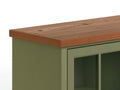 Vineyard 67 Inch Tv Stand Console For Tvs Up To 80 Inches, No Assembly Required, Sage Green And Fruitwood Finish Green Primary Living Space 75 Inches 70 79 Inches Coastal,Farmhouse Poplar 75 Inches Wood