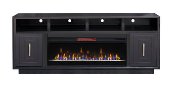Sunset 83 Inch Electric Fireplace Tv Stand For Tvs Up To 95 Inches, Minimal Assembly, Black Finish 41 50 Electric No Black 400 Vent Free Primary Living Space Contemporary,Modern Poplar Yes Insert Wood Electric