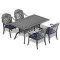 Cushions In Random Colors 5 Piece Set Of Cast Aluminum Patio Furniture With Cushions Yes Complete Patio Set Black Seats 4 Rust Resistant Frame Water Resistant Cushion Garden & Outdoor Complete Patio Sets Aluminium