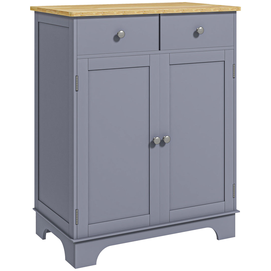Homcom Sideboard Buffet Cabinet, Double Door Kitchen Cabinet, Coffee Bar Storage With 2 Drawers, Adjustable Shelf For Living Room And Hallway, Gray Gray Mdf
