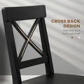 Homcom Modern Farmhouse Dining Chairs Set Of 2, Wooden Kitchen Chairs With Cross Back, Solid Structure For Dining Room, Black Black Wood