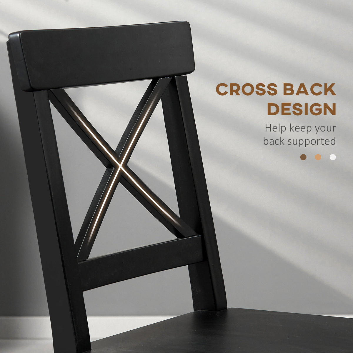 Homcom Modern Farmhouse Dining Chairs Set Of 2, Wooden Kitchen Chairs With Cross Back, Solid Structure For Dining Room, Black Black Wood